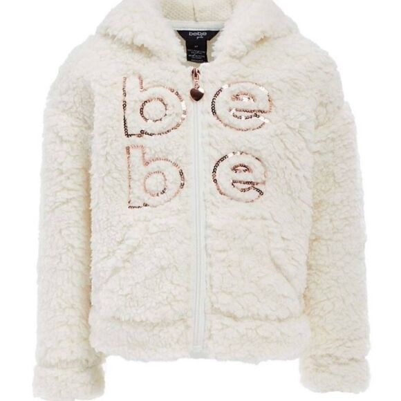 NWT BEBE GIRLS SHERPA HOODIE - Picture 1 of 4